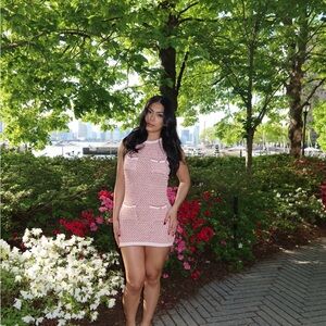 Chic Orange and White Sleeveless Dress